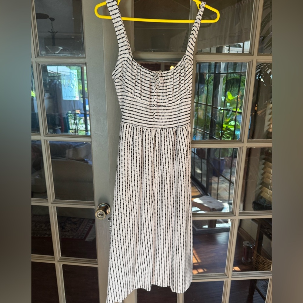CeCe Black and White Striped Maxi Dress
